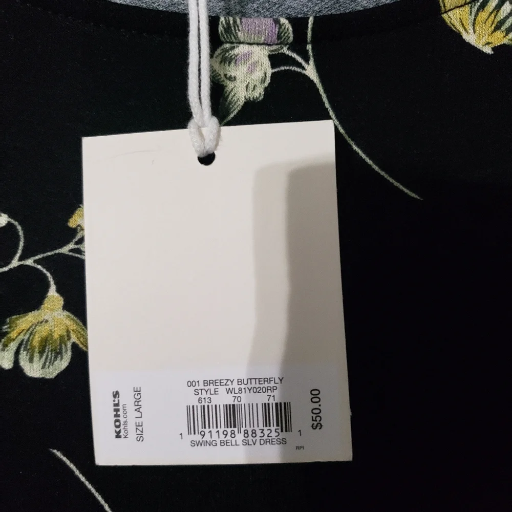 LC Lauren Conrad Black Floral Dress Size L NWT - Picture 4 of 5